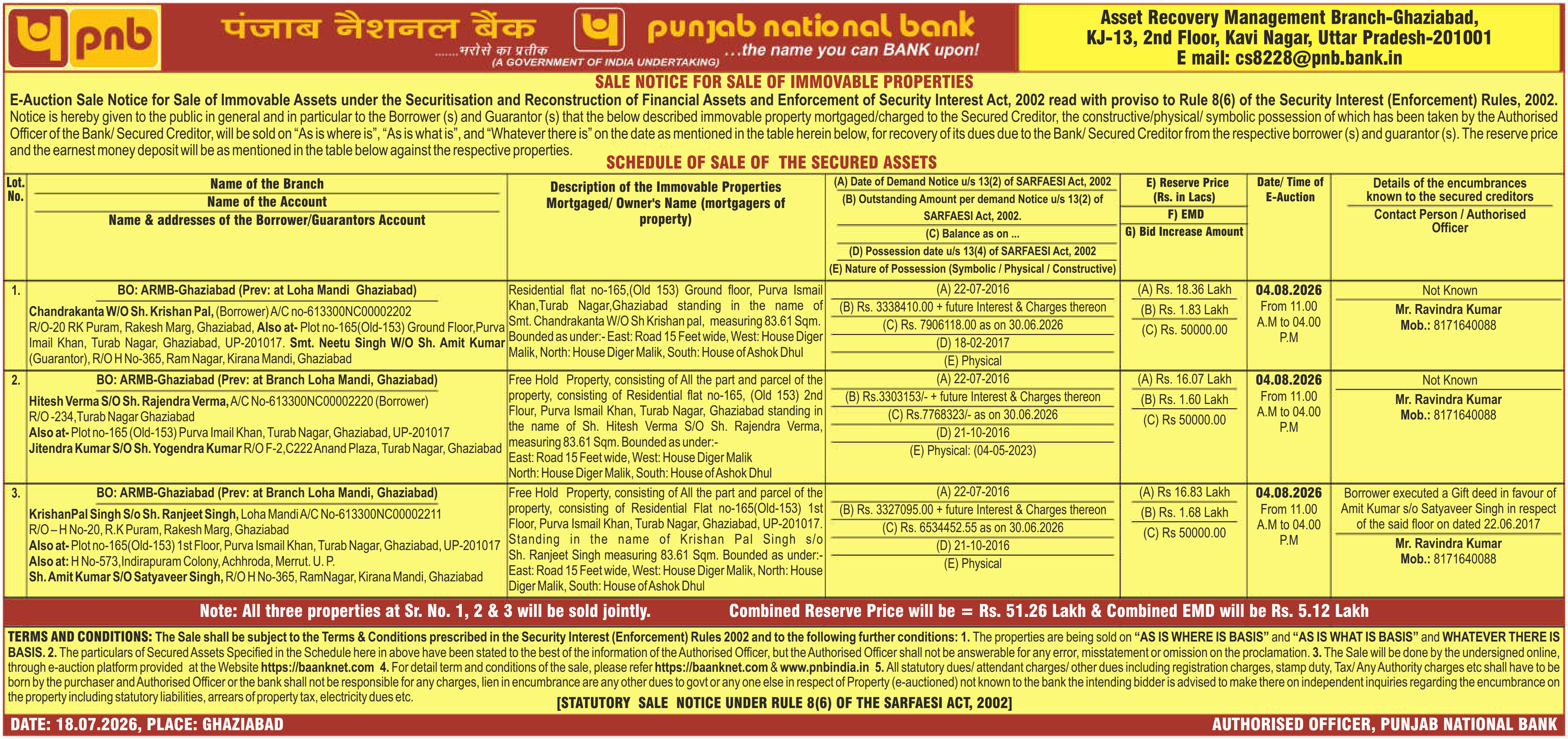 Property auction notice in Ghaziabad — Punjab National Bank